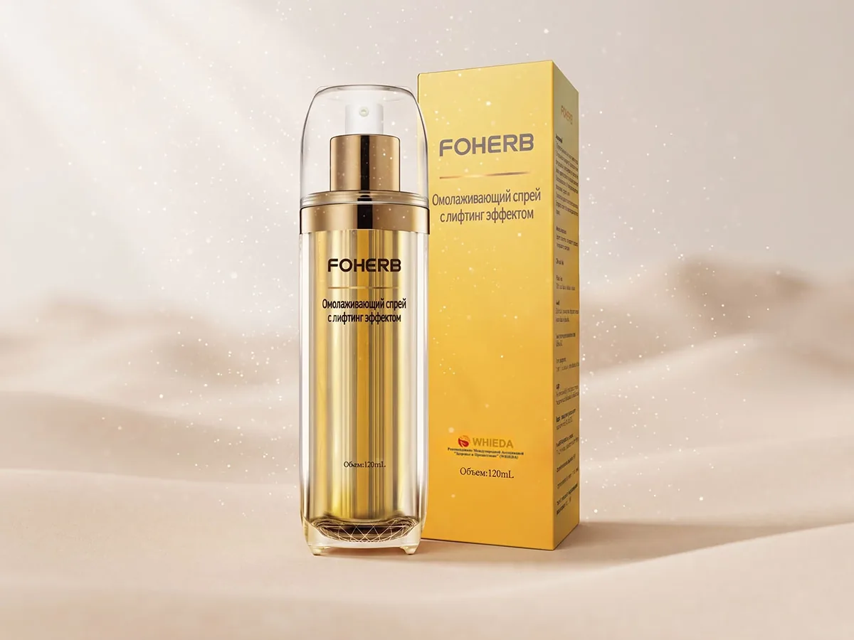 Rejuvenating lifting spray — on a beige background, photo 1